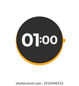 smart watch illustration at 01:00. one o'clock vector. Smart watch flat icon. Vector illustration.