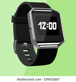 Smart Watch Illustration. Isometric style on colored background.