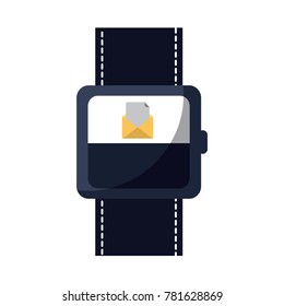 smart watch with incoming message mail icon