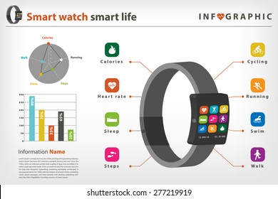 smart watch infographic with activity icon in vector style
