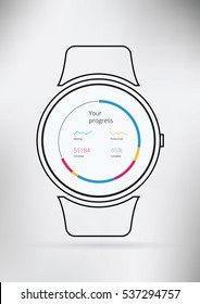 Smart watch infographic with activity vector 