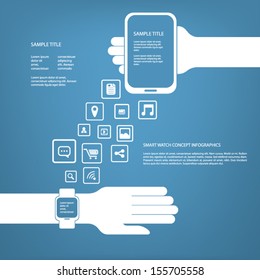 Smart watch infographics concept vector illustration with space for text