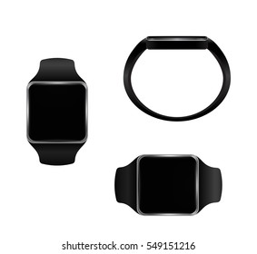 Smart watch with smart watch Interface in several color options . Vector Illustration. Eps10