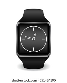 Smart watch with Interface in several color options . Vector Illustration. Eps10.
