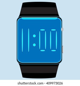 Smart watch isolated. Watch and clock screen, smart device for communication, smart gadget display, time wristwatch and wristband. Vector flat design illustration