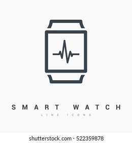 Smart watch isolated minimal single flat icon. Gadget line vector icon for websites and mobile minimalistic flat design.