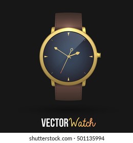 Smart watch isolated on black background.Vector illustration.Classic style.