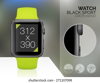 Smart watch isolated on blured background. Vector illustration