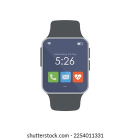 Smart watch isolated on white background. Watch with application. Digital device. Vector stock