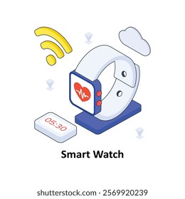 Smart Watch isometric Colored illustration. EPS File stock illustration