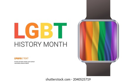 smart watch with LGBT flag on screen transgender love history month celebration descrimination human rights violation concept horizontal vector illustration