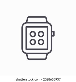 Smart watch line icon isolated on white background. Outlines simple black design. Vector illustration.