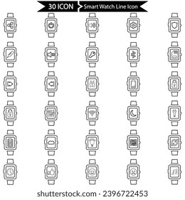 Smart Watch Line Icon Set, Vector graphics