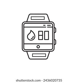 Smart Watch Line Symbol Vektor-Illustration. Handgezeichnete Kontur tragbares Armband mit Armband und Tracker Überwachung der Schlaf- und Entspannungsqualität, Herzschläge beim Sporttraining eine Zeile