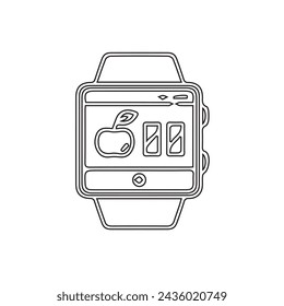 Smart watch line icon vector illustration. Hand drawn outline wearable wrist watch bracelet with wristband and tracker monitoring quality of sleep and relax, heartbeats during sports training one line