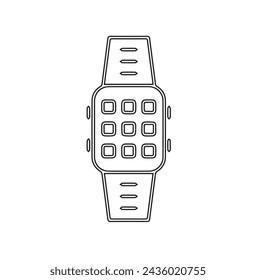 Smart Watch Line Symbol Vektor-Illustration. Handgezeichnete Kontur tragbares Armband mit Armband und Tracker Überwachung der Schlaf- und Entspannungsqualität, Herzschläge beim Sporttraining eine Zeile