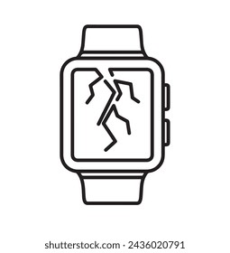 Smart watch line icon vector illustration. Hand drawn outline wearable wrist watch bracelet with wristband and tracker monitoring quality of sleep and relax, heartbeats during sports training one line