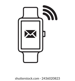 Smart watch line icon vector illustration. Hand drawn outline wearable wrist watch bracelet with wristband and tracker monitoring quality of sleep and relax, heartbeats during sports training one line