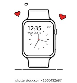 SMART WATCH LOVE, RED HEARTS