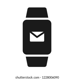 Smart Watch, mail notification mode on screen. Flat simple icon. Vector. Isolate on white background.    