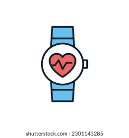 Smart Watch Medical Service related vector line icon. Heartbeat. Isolated on white background. Vector illustration. Editable stroke