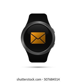 Smart watch with message app symbol. Vector isolated color illustration.