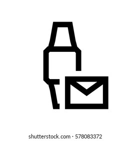 Smart watch mini line, icon, background and graphic. The icon is black and white, linear  flat, vector, pixel perfect, minimal, suitable for web and print. 