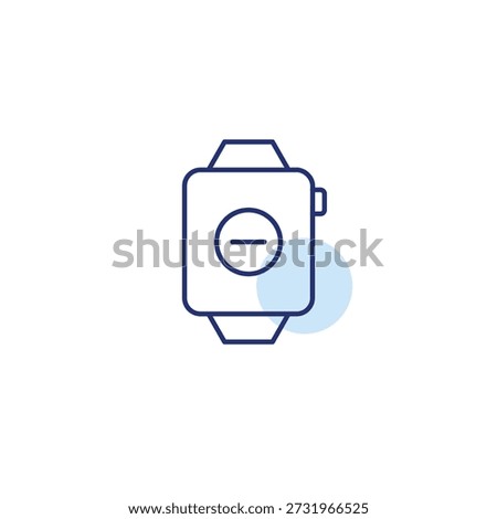 Smart watch and minus. Device unavailable, tracking cancelled. Pixel perfect, editable stroke vector icon