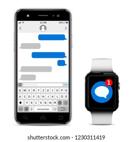 Smart watch and mobile phone with Germany alphabet keyboard