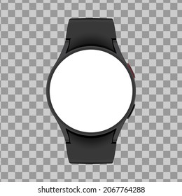 Smart watch mockup. Modern wrist watch in vector isolated on background. Smart watch with strap and blank white display.