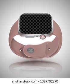 Smart watch mockup realistic vector illustration for technology element.