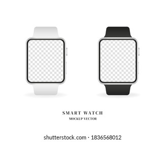 Equipo de simulación de reloj inteligente. Vector de simulación de reloj Blank Smart aislado en fondo blanco. Vector de mordaza aislado. Diseño de plantilla. Ilustración vectorial realista.