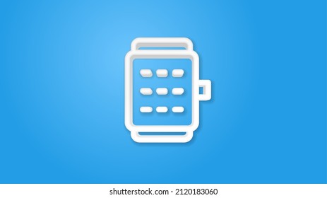 Smart watch modern mobile device 3d line flat color icon. Realistic vector illustration. Pictogram isolated. Top view. Colorful transparent shadow design.