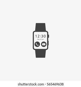 Smart watch monochrome icon. Vector illustration.