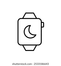 Reloj inteligente con la luna en él. Modo nocturno tranquilo. Icono de trazo perfecto y editable del píxel