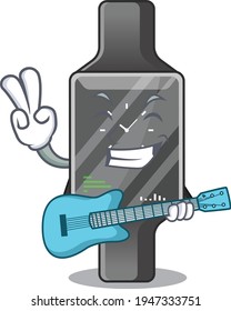 Smart watch musician cartoon design playing a guitar. Vector illustration