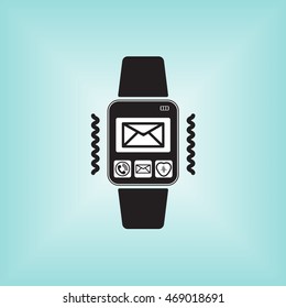 Smart watch new message icon, smart watch isolated, new message smart watch vector, new message notification smart watch