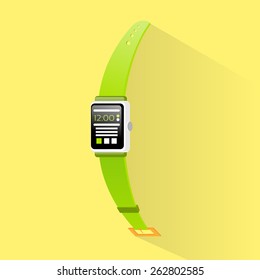 smart watch new technology electronic device with apps icons flat design vector illustration
