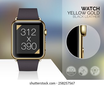 Smart watch on blured background. Vector illustration