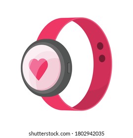 Smart watch on hand design over color background, flat vector illustration
