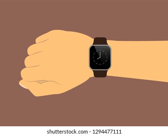 Smart watch on hand. Multifunction watch.