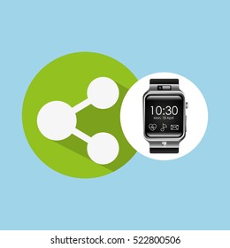 smart watch on hand- share connected vector illustration eps 10