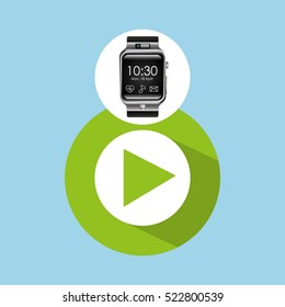 smart watch on hand- video player vector illustration eps 10