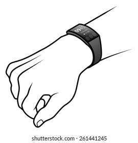 A smart watch on a human wrist.