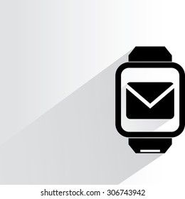 smart watch on white background, flat and shadow theme