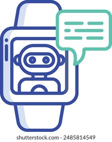 Smart watch outline color vector illustration