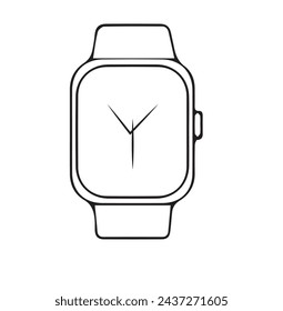 Smart Watch Outline Icon, Illustration on Isolated White Background Suitable for Fashion, Person's hand indicates a wrist watch. One line art. Smart watch on wrist. Hand drawn vector, Smartwatch hand,