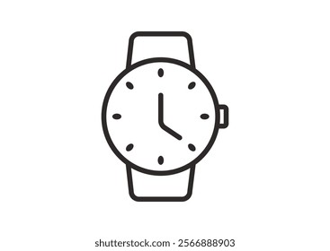 Smart Watch Outline Icon, Illustration on Isolated White Background Suitable for Fashion, Person's hand indicates a wrist watch. One line art. Hand drawn vector, Smartwatch hand