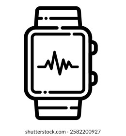 Smart Watch Outline Icon Isolated On White Background
