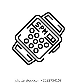 Icono de contorno de reloj inteligente, Ilustración vectorial